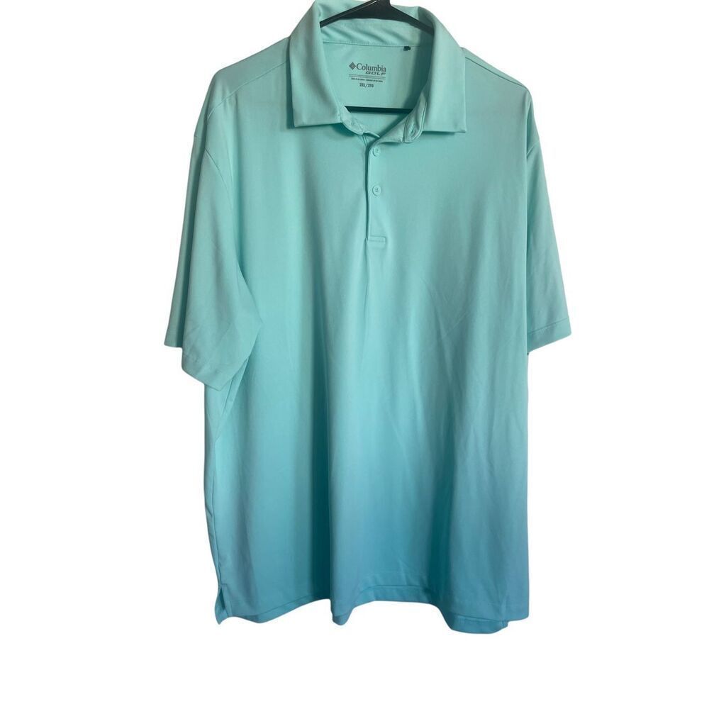 Columbia Golf Mens Aqua Three-Button Placket Short Sleeve Polo Shirt Size 2XL